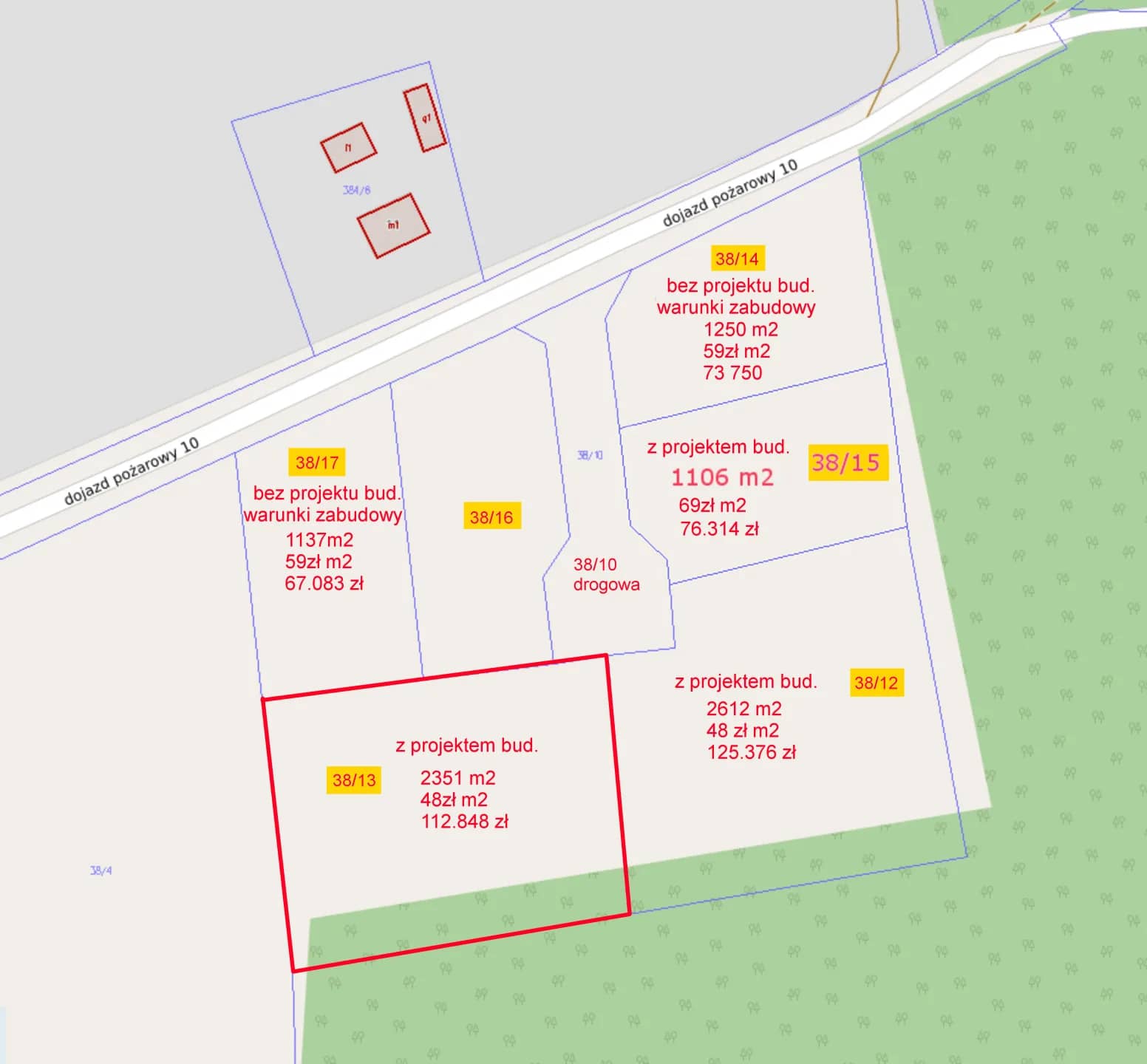 urokliwa działka budowlana przy lesie  z projektem 2351m2