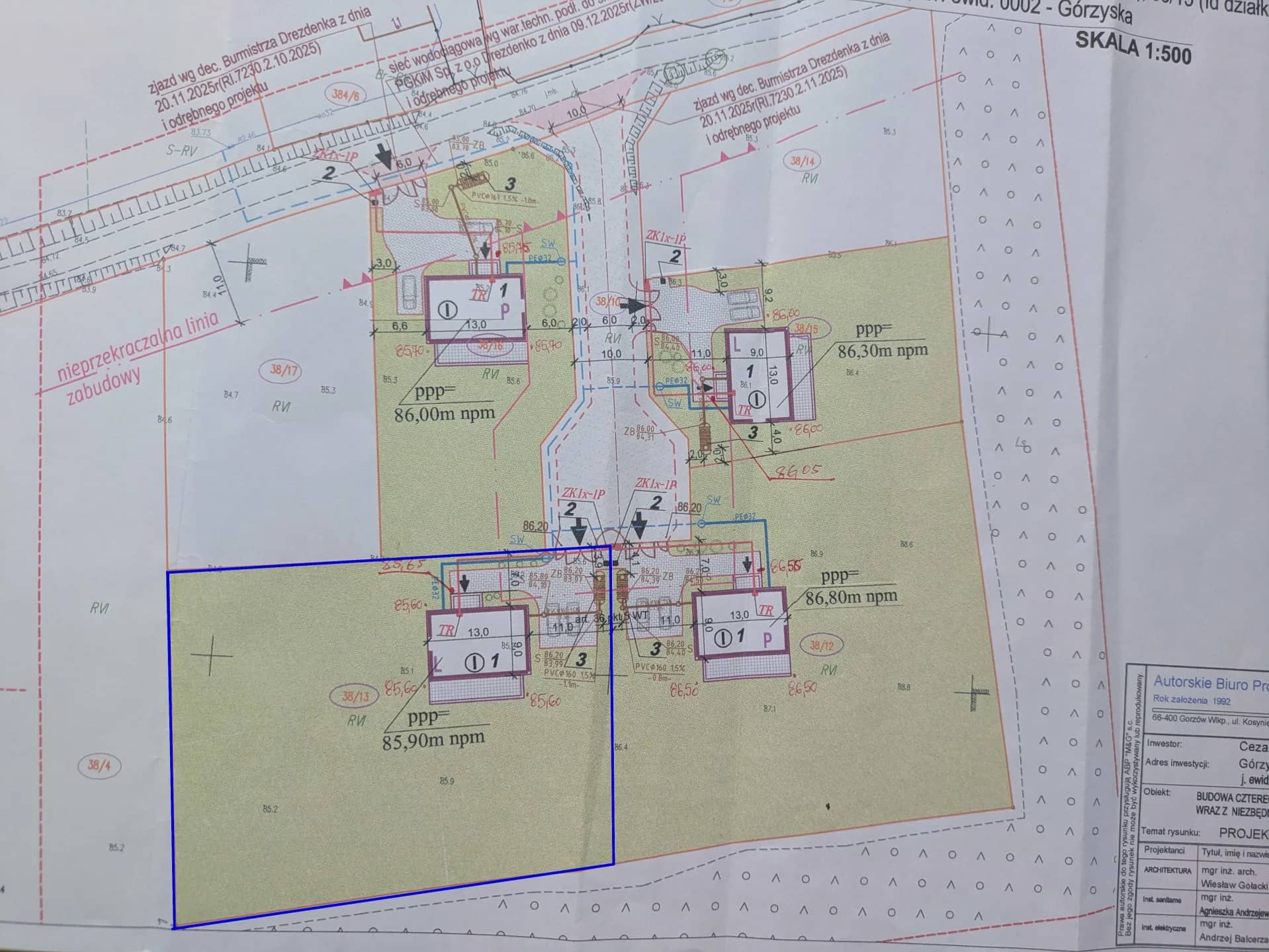 urokliwa działka budowlana przy lesie  z projektem 2351m2