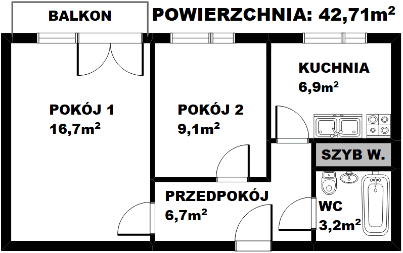 2-Pokojowe Słoneczne Mieszkanie 42.71m2 Ksawera - Będzin