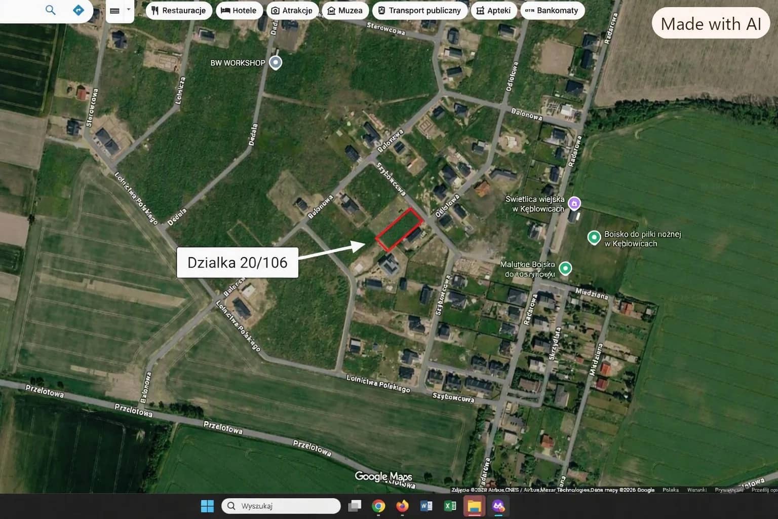 Sprzedam działkę budowlaną 1244 m², Kębłowice, ul. Szybowcow