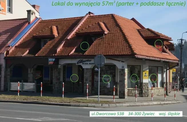 TUŻ PRZY DWORCU do wynajmu 57m2 parter Żywiec Dworcowa 53B