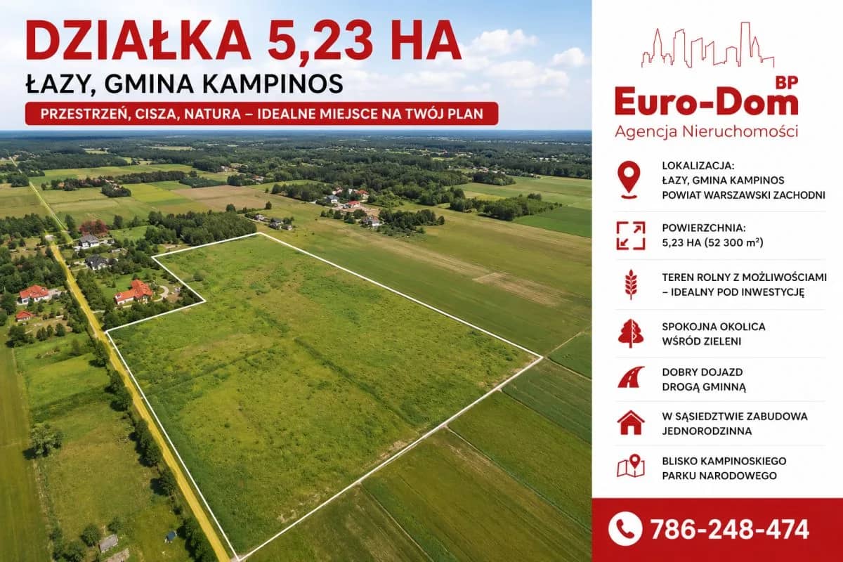 Działka 5,3ha pod Kampinosem