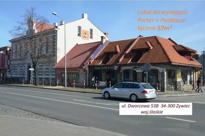 TUŻ PRZY DWORCU do wynajmu 57m2 parter Żywiec Dworcowa 53B