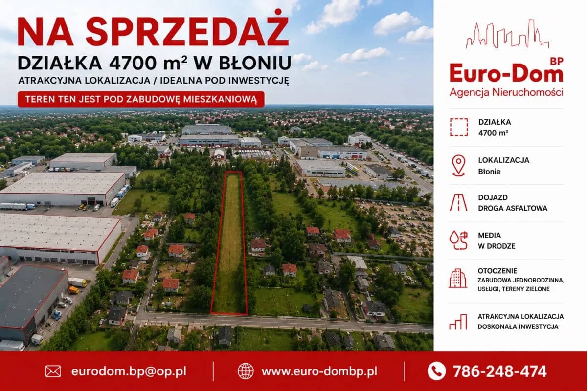 Działka budowlana 4700m2 Błonie