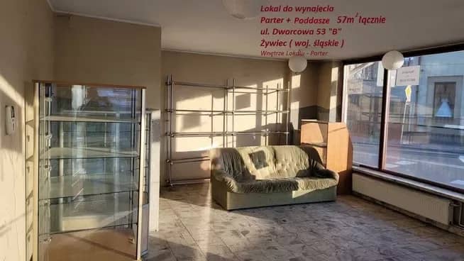 TUŻ PRZY DWORCU do wynajmu 57m2 parter Żywiec Dworcowa 53B