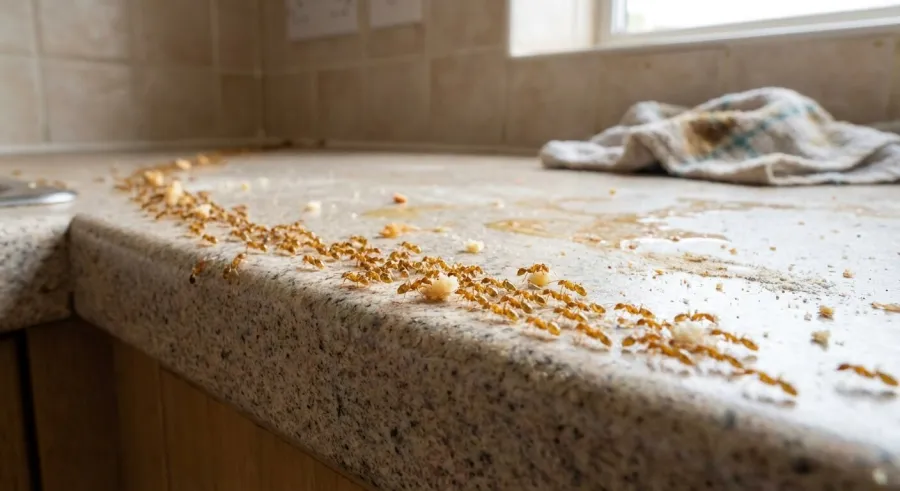 Mrówki faraona (Monomorium pharaonis) — tworzą kolonie liczące dziesiątki tysięcy osobników