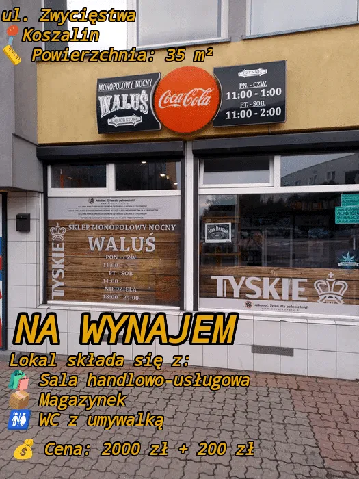 NA WYNAJEM - Lokal sprzedażowo-handlowy na ul. Zwycięstwa ze zgodą na alkohol