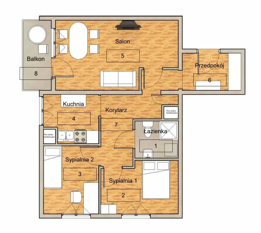 Mieszkanie 3-pokojowe z balkonem, 54m2 Katowice