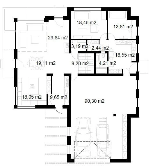 Dom dwurodzinny 440m2 blisko A2 w stanie surowym zamkniętym z ociepleniem, Dębe Wielkie.