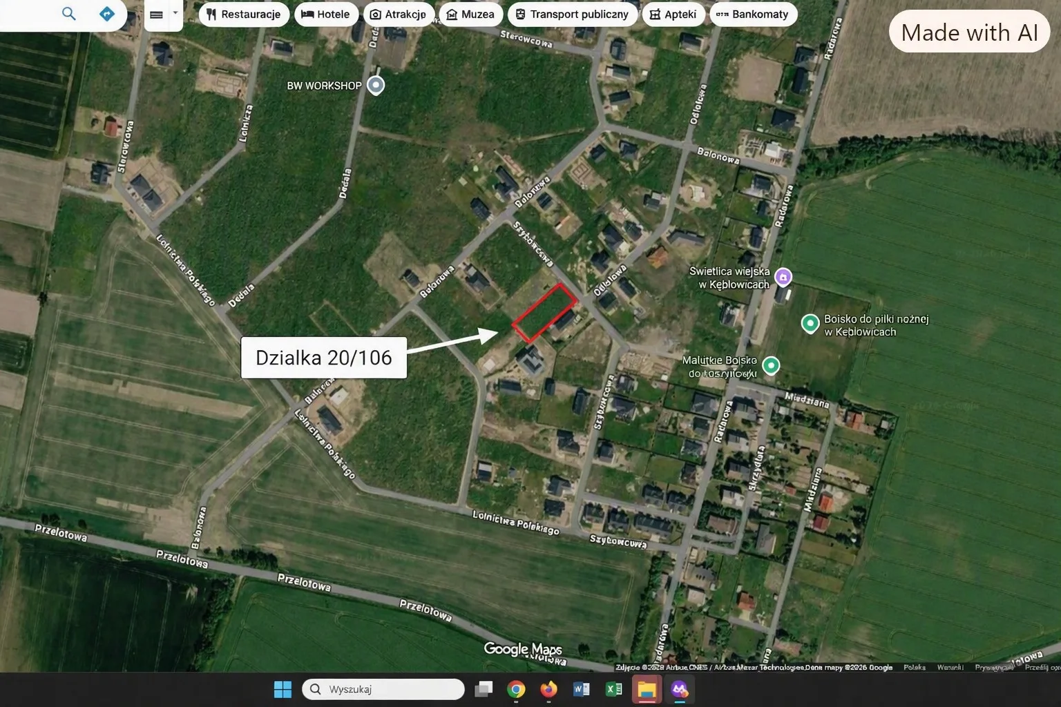 Sprzedam działkę budowlaną 1244 m², Kębłowice, ul. Szybowcow