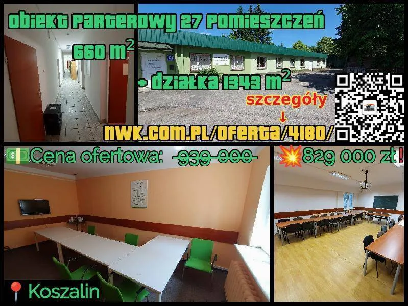 Obiekt parterowy dobry pod lokal usługowy w Koszalinie ul. Reymonta