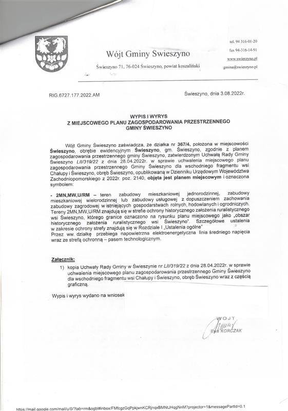 Działka budowlana w Świeszynie